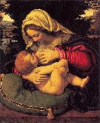 Madonna of the Green Cushion Andrea Solario